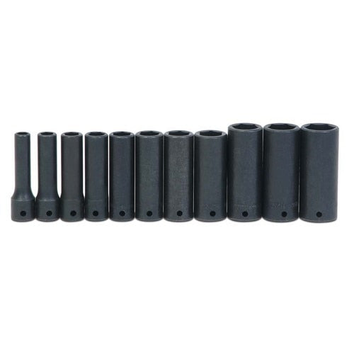 Socket Set, 11 Pieces, 1/2 Inch Dr, Impact, 1/2 Inch Size