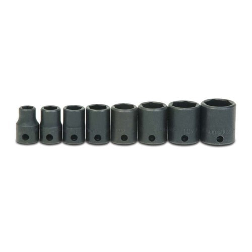 Socket Set, 8 Pieces, 3/8 Inch Dr, Shallow, 3/8 Inch Size