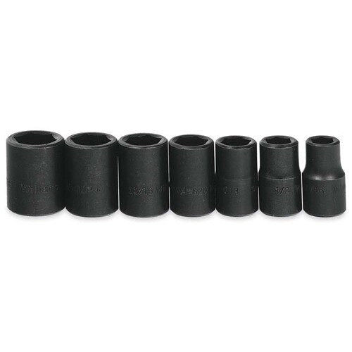 Socket Set, 7 Pieces, 1/2 Inch Dr, Shallow, 1/2 Inch Size