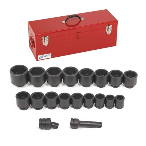 Socket Set, 19 Pieces, 1 Inch Dr, Shallow, 1 Inch Size