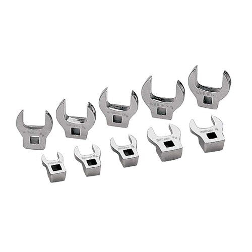 Crowfoot Wrench Set, 3/8" Drive, Open End, SAE, 10 Pieces
