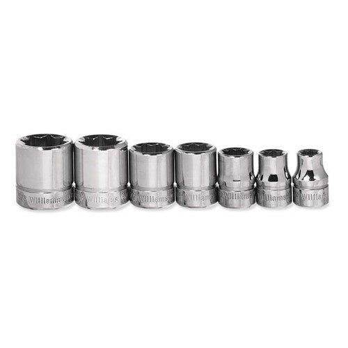 Socket Set, 7 Pieces, 3/8 Inch Dr, Shallow, 3/8 Inch Size