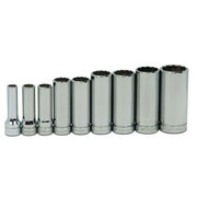 Socket Set, 9 Pieces, 3/8 Inch Dr, Deep, 3/8 Inch Size
