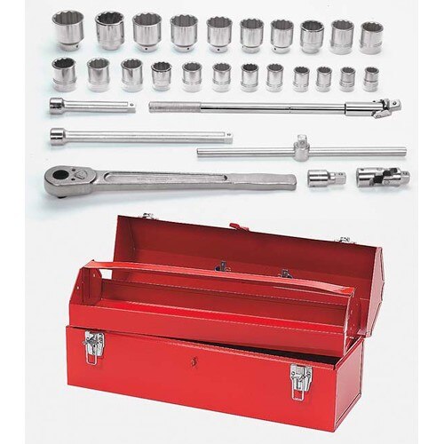 Socket/Tool Set, 29 Pieces, 12-Point, 3/4 Inch Dr