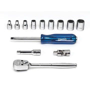 Socket/Tool Set, 13 Pieces, 12-Point, 1/4 Inch Dr