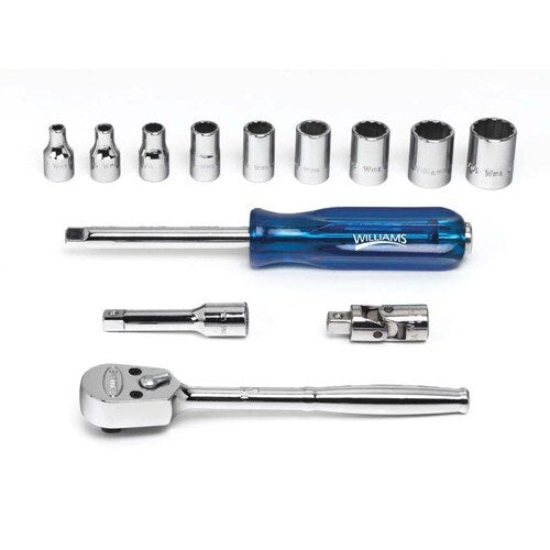 Socket/Tool Set, 13 Pieces, 12-Point, 1/4 Inch Dr