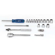 Socket/Tool Set, 19 Pieces, 6-Point, 1/4 Inch Dr