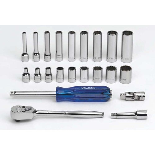 Socket/Tool Set, 22 Pieces, 12-Point, 1/4 Inch Dr