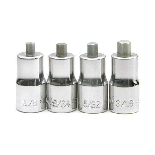 Williams 1/4" Dr Stubby Hex Bit Socket Set 4 Pcs