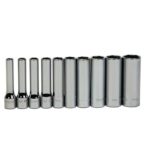Socket Set, 10 Pieces, 1/4 Inch Dr, Deep, 1/4 Inch Size