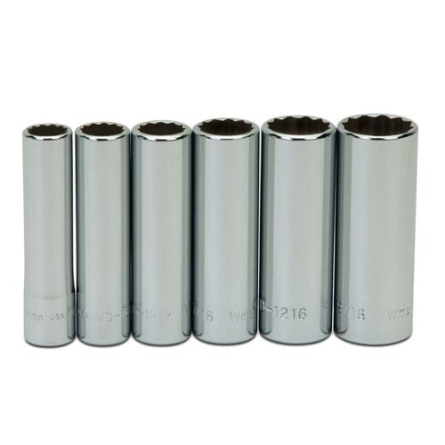 Socket Set, 6 Pieces, 1/4 Inch Dr, Deep, 1/4 Inch Size