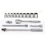 Socket/Tool Set, 15 Pieces, 12-Point, 1/2 Inch Dr