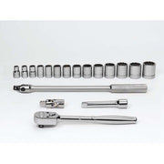 Socket/Tool Set, 18 Pieces, 6-Point, 1/2 Inch Dr