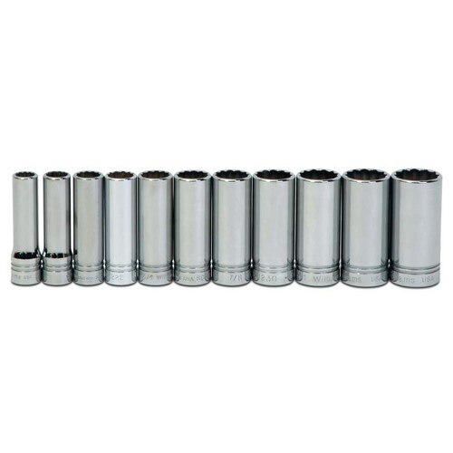 Socket Set, 11 Pieces, 1/2 Inch Dr, Deep, 1/2 Inch Size