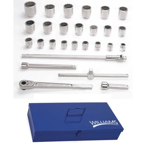 Socket/Tool Set, 28 Pieces, 12-Point, 1 Inch Dr