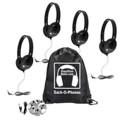 HamiltonBuhl Sack-O-Phones, 4 Black Primo™ Headphones and 3.5mm Jackbox