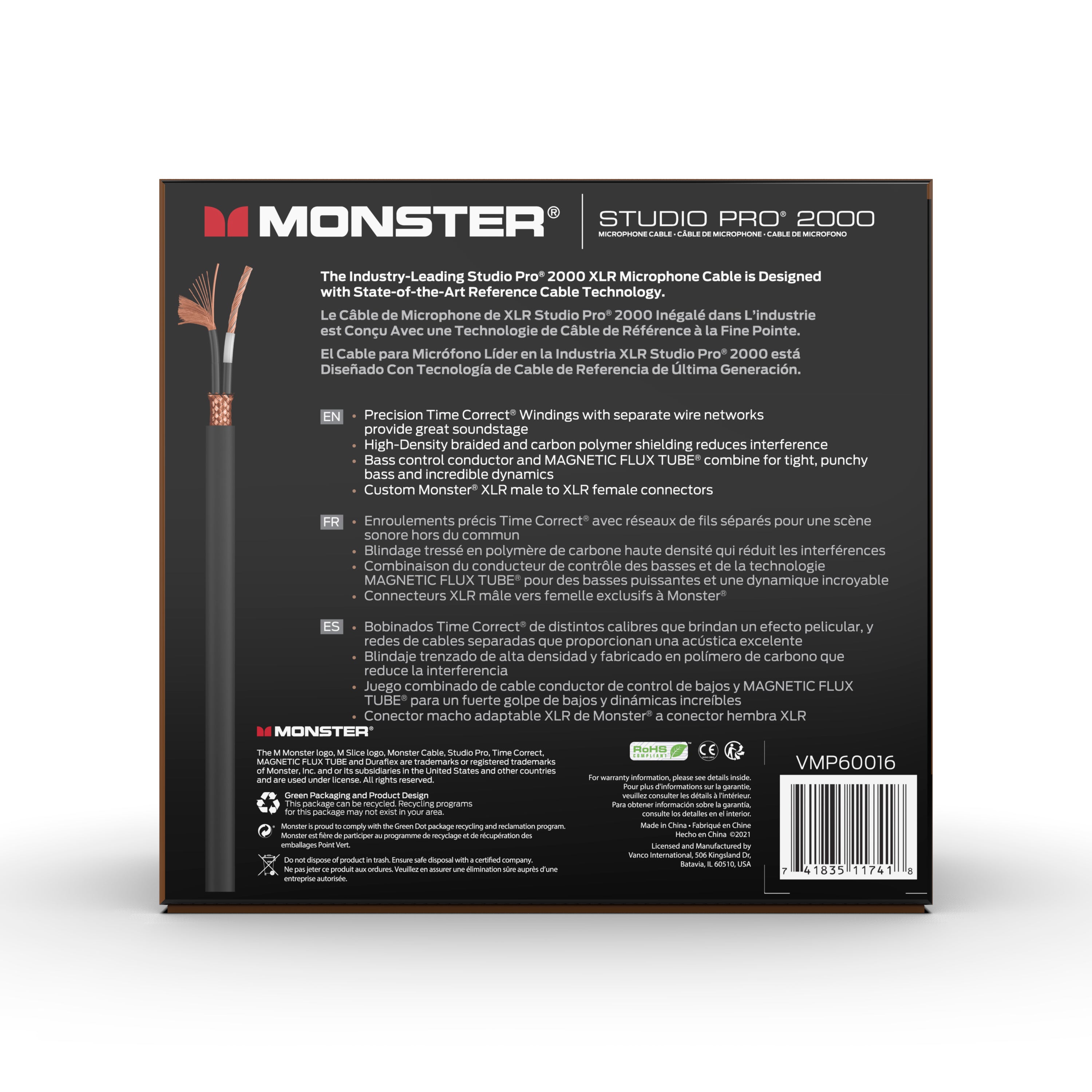 Monster SP2000-M-50WW Studio Pro 2000 Microphone Cable. 50'