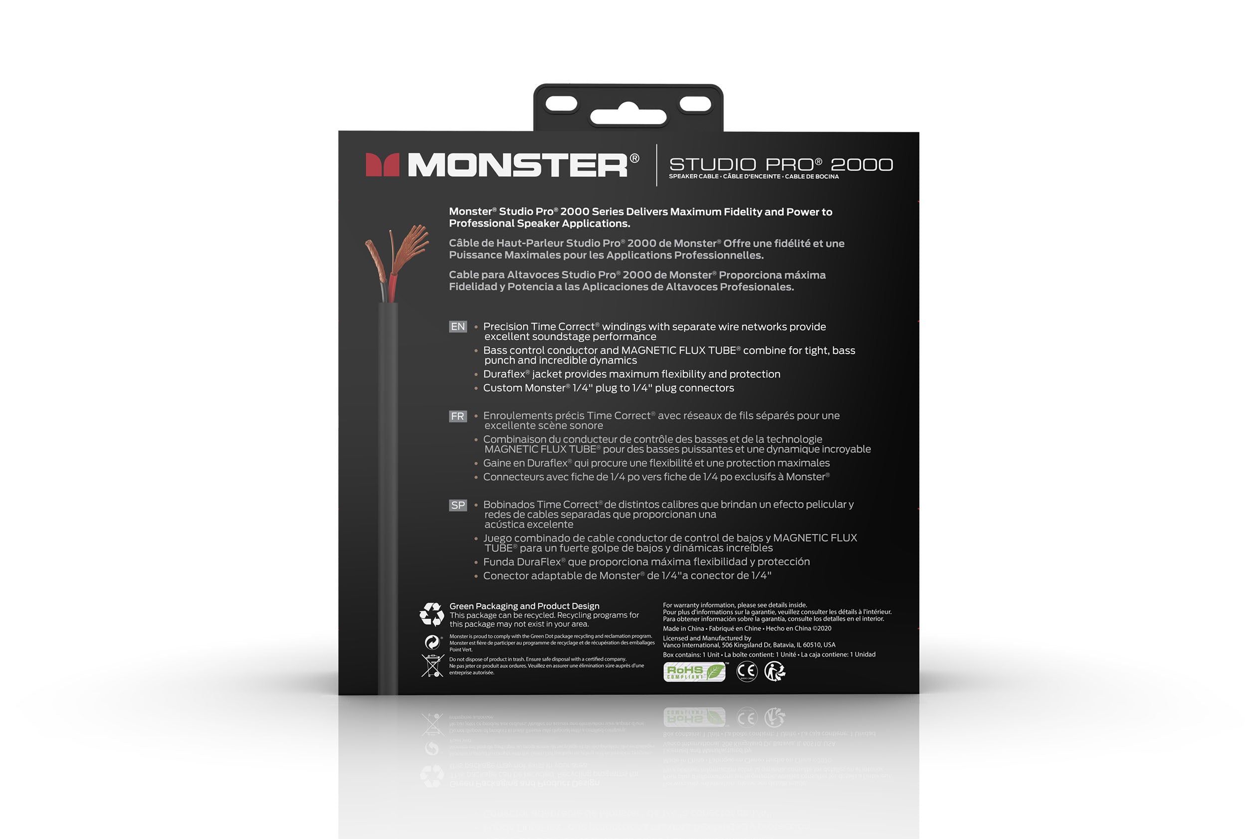 Monster SP2000-S-12WW Studio Pro 2000 Speaker Cable. 12'