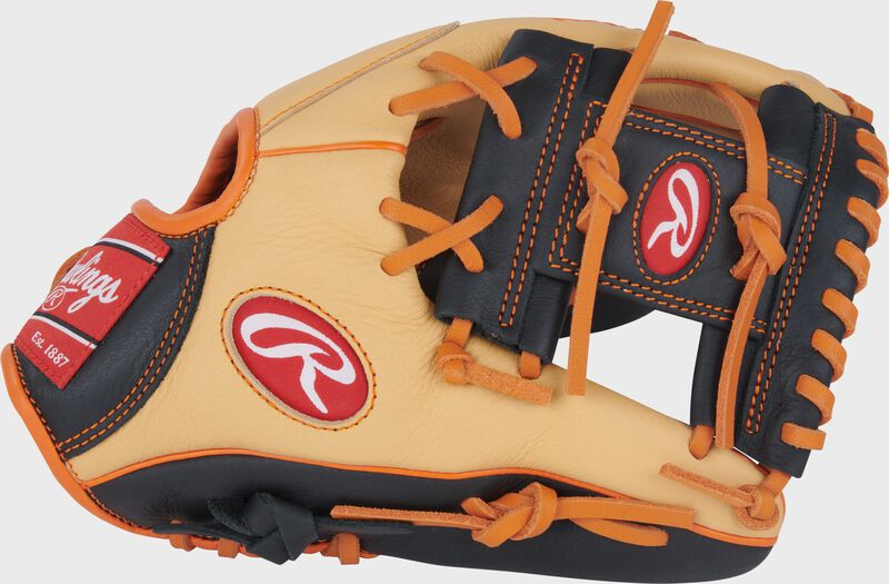 Rawlings Select Pro Lite Series Jackson Holiday Youth 11.25-Inch Baseball Glove - Right Hand Thrower - Camel/Black/Orange