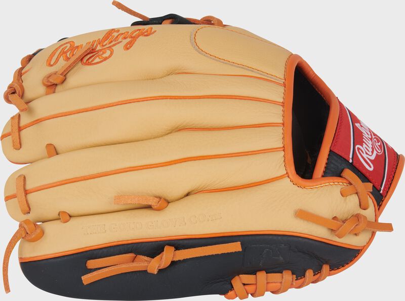 Rawlings Select Pro Lite Series Jackson Holiday Youth 11.25-Inch Baseball Glove - Right Hand Thrower - Camel/Black/Orange