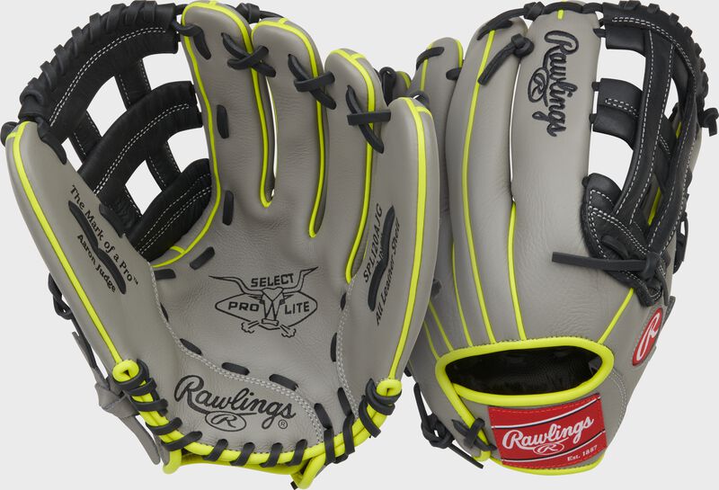 Rawlings Select Pro Lite Series Aaron Judge Youth 12-Inch Baseball Glove  - Right Hand Thrower - Gray/Black