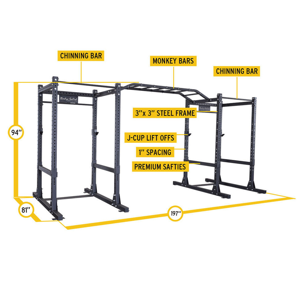 Pcl Power Rack Double Spr1000Ss Strap Safeties W. Monkey Bar