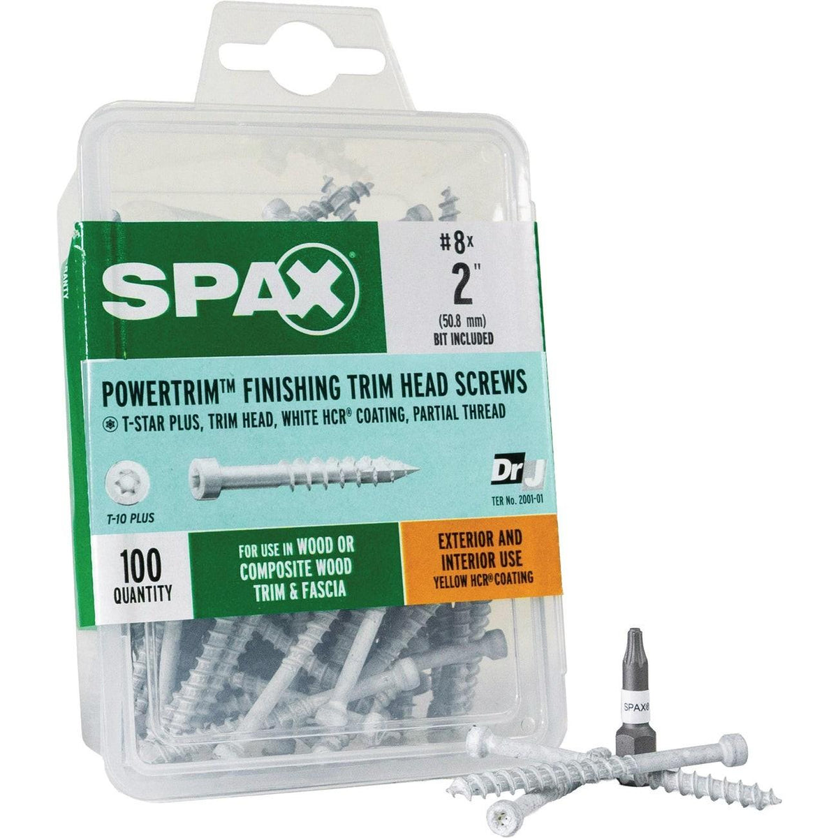 SPAX PowerTrim #8 x 2 In. T10 Plus Cylindric Head HCR (Exterior Rated) White Trim Screw (100-Count)
