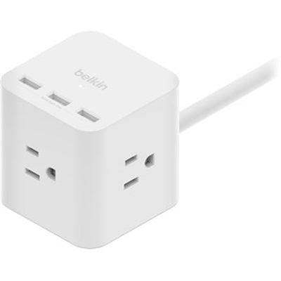 Belkin - 3-Outlet Power Cube with 5-Foot Cord and USB-a Ports SRA006P3TT5 - Black