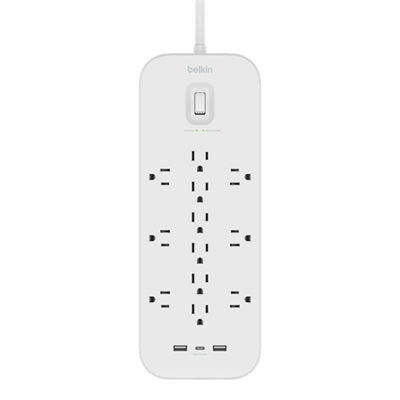 Belkin 12-Outlet Surge Protector Power Strip W/ 12 AC Outlets, 1 USB-C Port, & 2 USB-a Ports, 6ft Cable