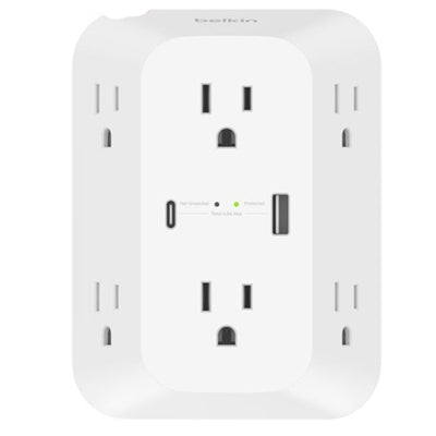 SRA008P6TT 8-Outlets Surge Suppressor & Protector - 1 X USB Type a, 1 X USB Type C, 6 X USB Type B - 1875 VA - 1680 J