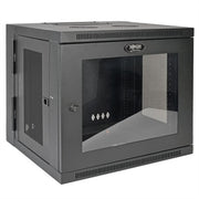 Tripp Lite by Eaton SmartRack 10U Low-Profile Switch-Depth Wall-Mount Small Rack Enclosure Clear Acrylic Window Hinged Back