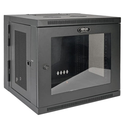 Tripp Lite by Eaton SmartRack 10U Low-Profile Switch-Depth Wall-Mount Small Rack Enclosure Clear Acrylic Window Hinged Back