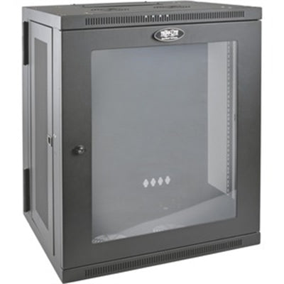 Tripp Lite by Eaton SmartRack 15U Low-Profile Switch-Depth Wall-Mount Half-Height Rack Enclosure Clear Acrylic Window Hinged Back