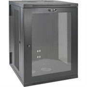 Tripp Lite by Eaton SmartRack 18U Low-Profile Switch-Depth Wall-Mount Half-Height Rack Enclosure Clear Acrylic Window Hinged Back