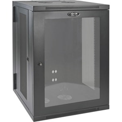 Tripp Lite by Eaton SmartRack 18U Low-Profile Switch-Depth Wall-Mount Half-Height Rack Enclosure Clear Acrylic Window Hinged Back