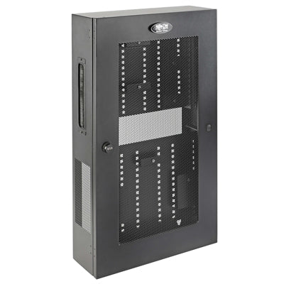Tripp Lite by Eaton SmartRack 3U Low-Profile Vertical-Mount Switch-Depth Wall-Mount Structured Wiring Enclosure Adjustable Equipment Brackets