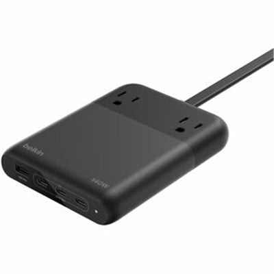 Belkin - Power Strip - AC - 140 Watt - Input: Type B - Output Connectors: 2 (2 X Type B, USB, 3 X USB-C (PD)) - 5 Ft Cord