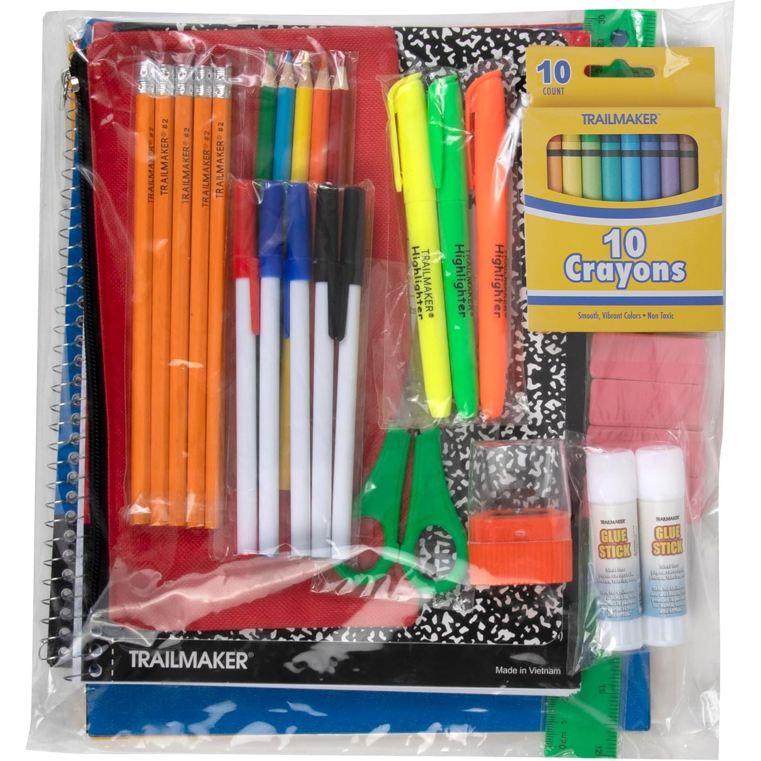 45 Piece School Supply Kit - 12 in the Pack