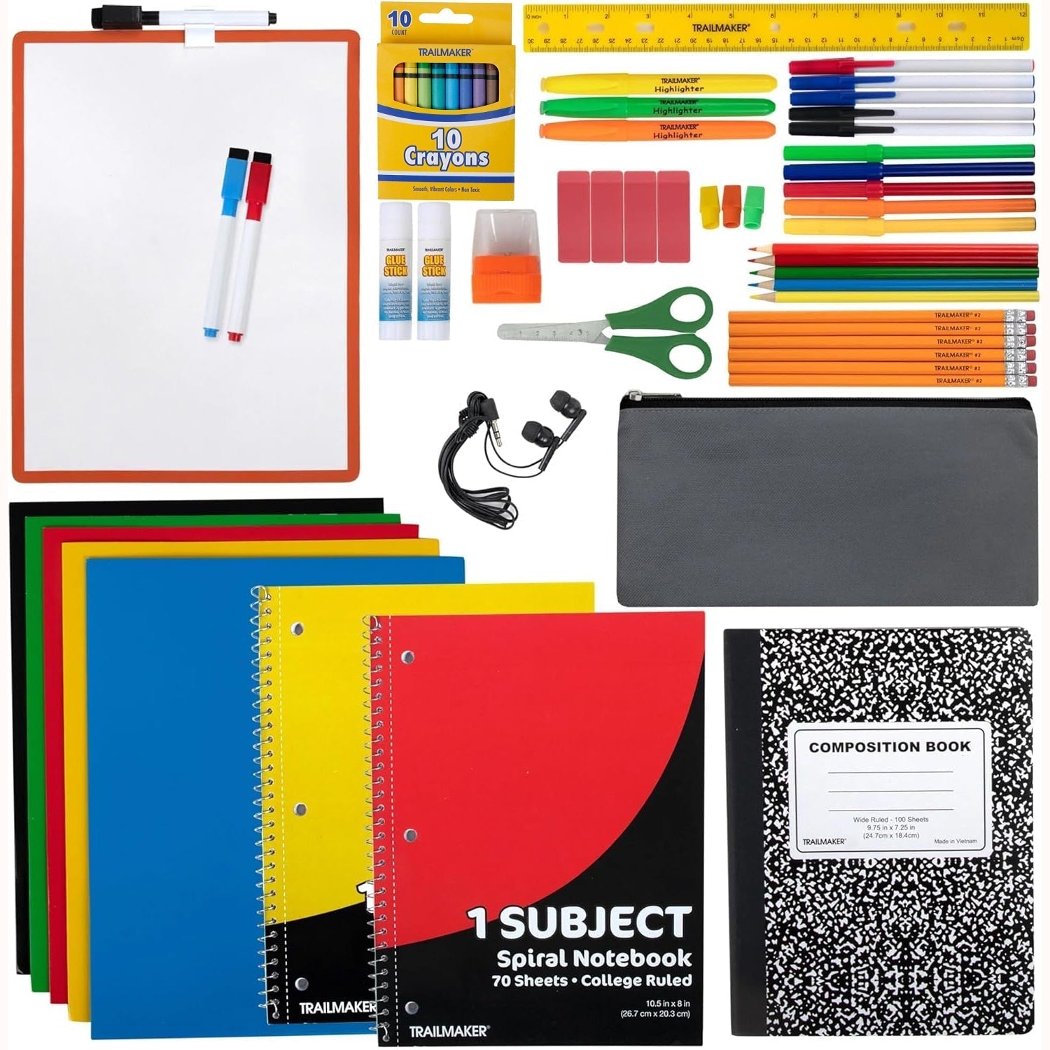 60 Piece School Supply Kit - 12 in the Pack