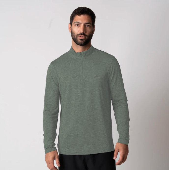 Men's Quarter Zip Pullover (Club Green Hthr) - XL