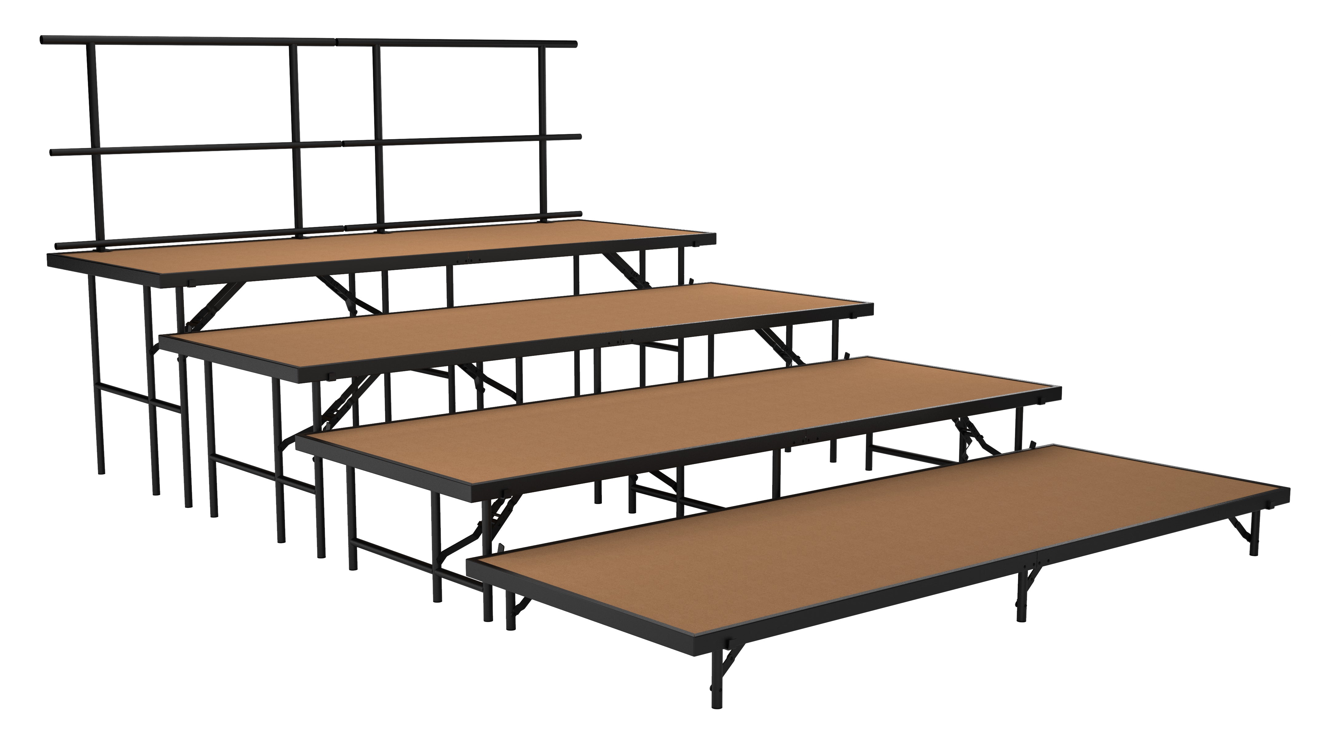 NPS® 4-Level Seated Riser Set, Hardboard (4' x 8' Platforms), Frame Color: Black