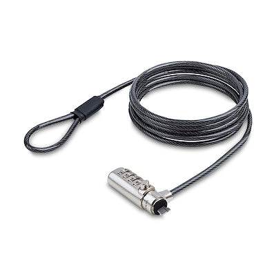 StarTech.com Slim Lock K-Slot Compatible 5ft (1.5m) Locking Cable Desk Anti-Theft Security for Laptop/Notebook Cut-Resistant Steel Cable Combination L