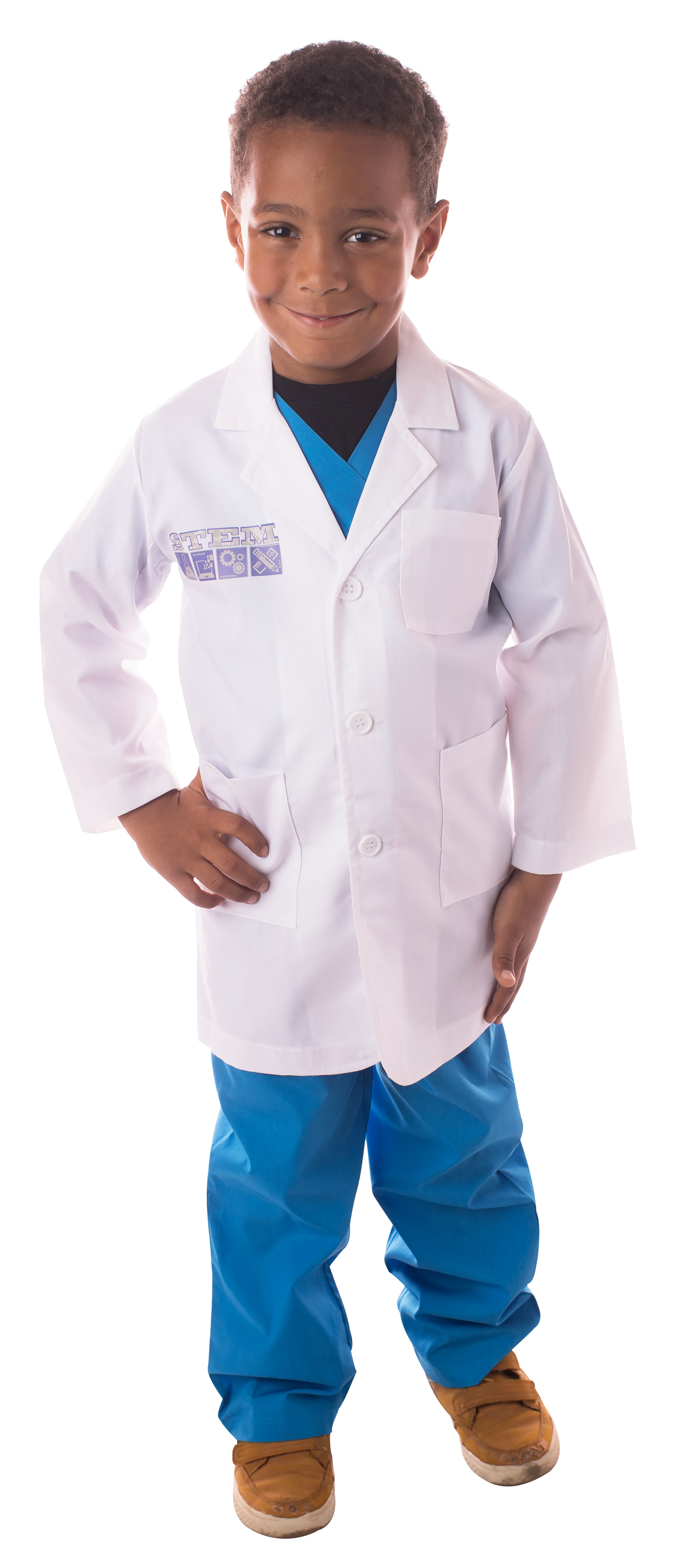 Jr. STEM Lab Coat, 3/4 Length, Size 2/3 - Colorful STEM Logo