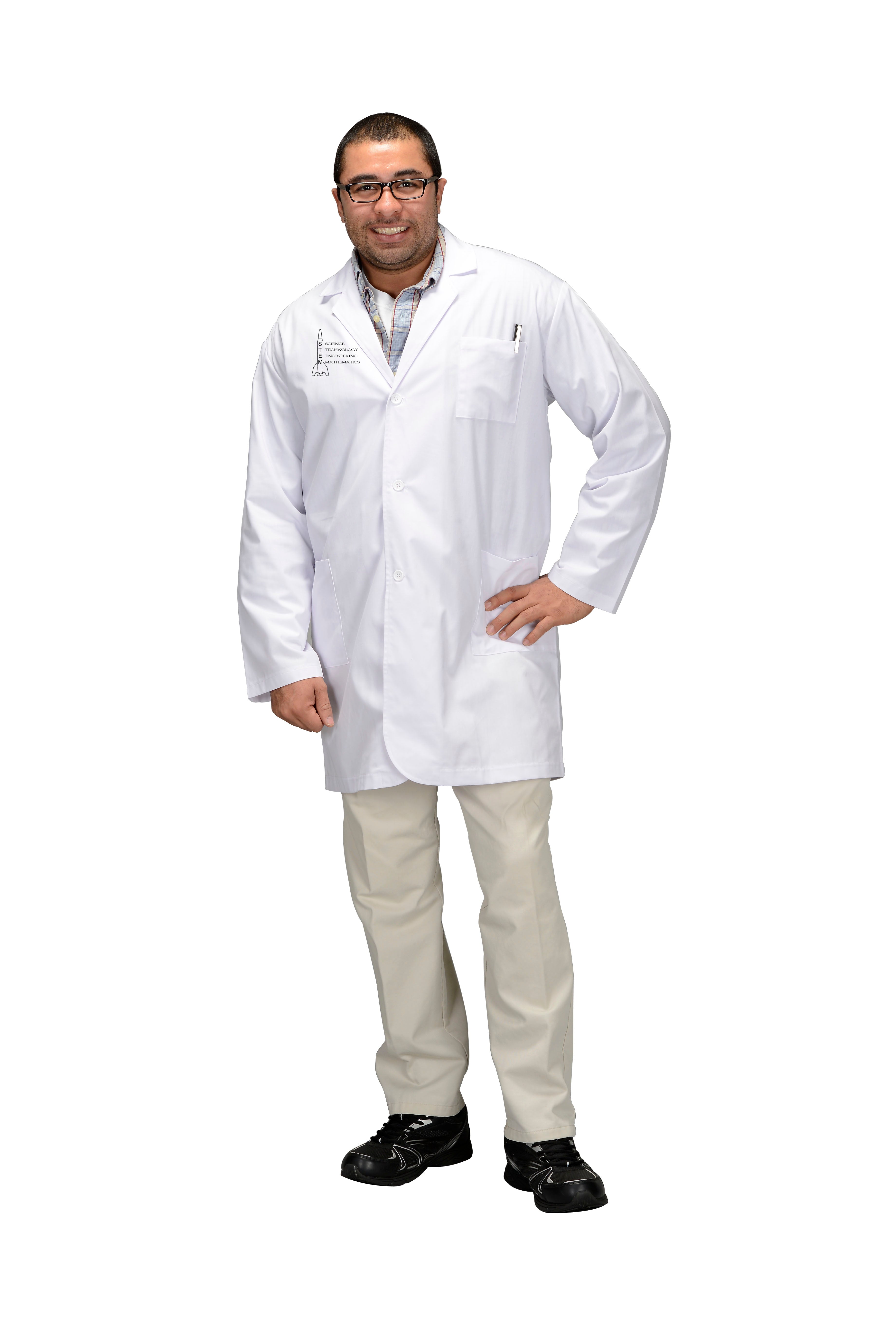 Adult STEM Lab Coat, 3/4 Length, Size Adult Small - Classic STEM Logo