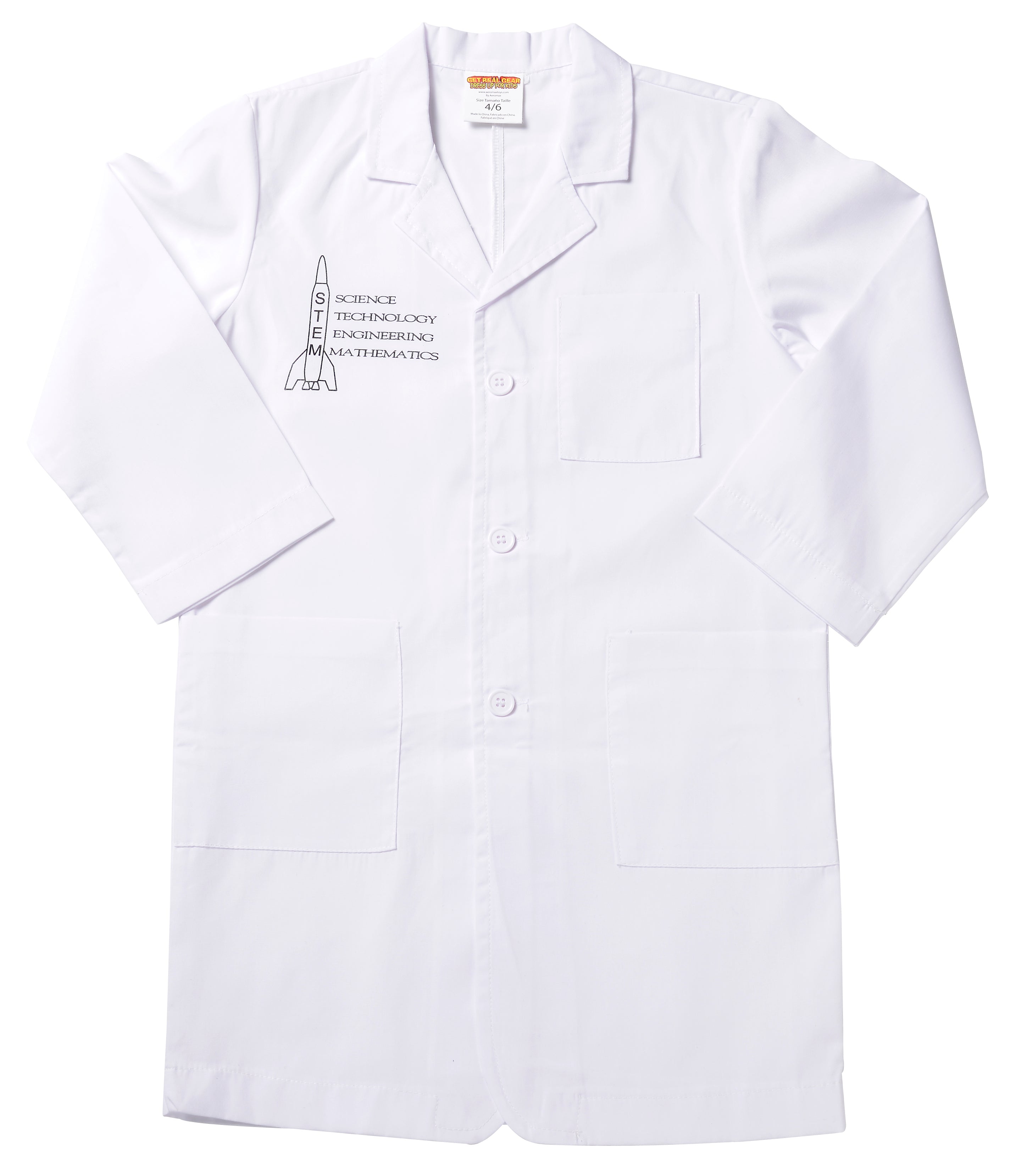 Jr. STEM Lab Coat, 3/4 Length, Size 4/6 - Classic STEM Logo
