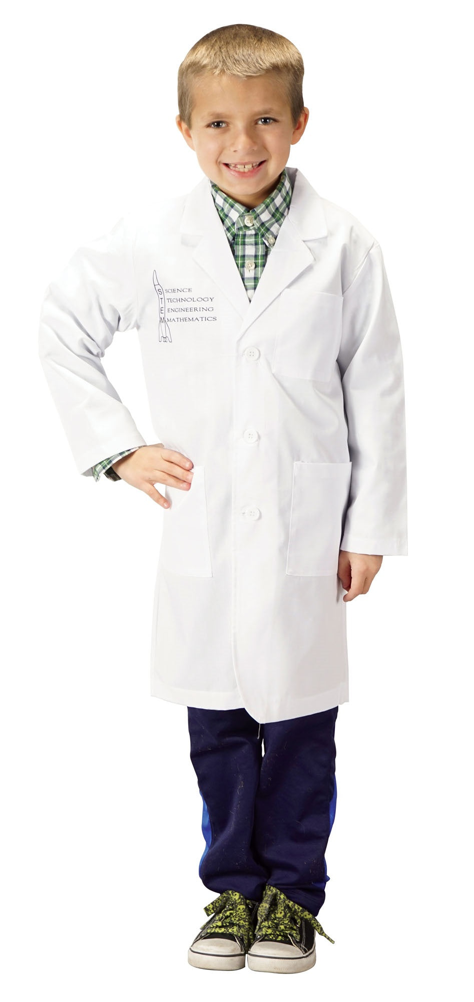 Jr. STEM Lab Coat, 3/4 Length, Size 12/14 - Classic STEM Logo