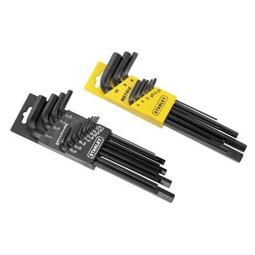 STANLEY SAE & METRIC LONG ARM HEX KEY SET, 22 PIECE