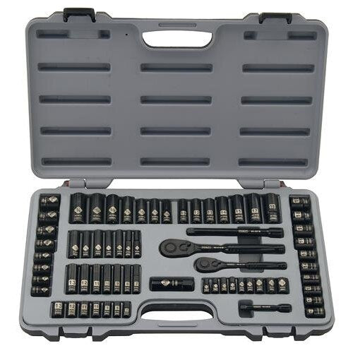 STANLEY 69 PC SOCKET SET BLACK CHROME LASER ETCHED 1/4", 3/8" DRIVES