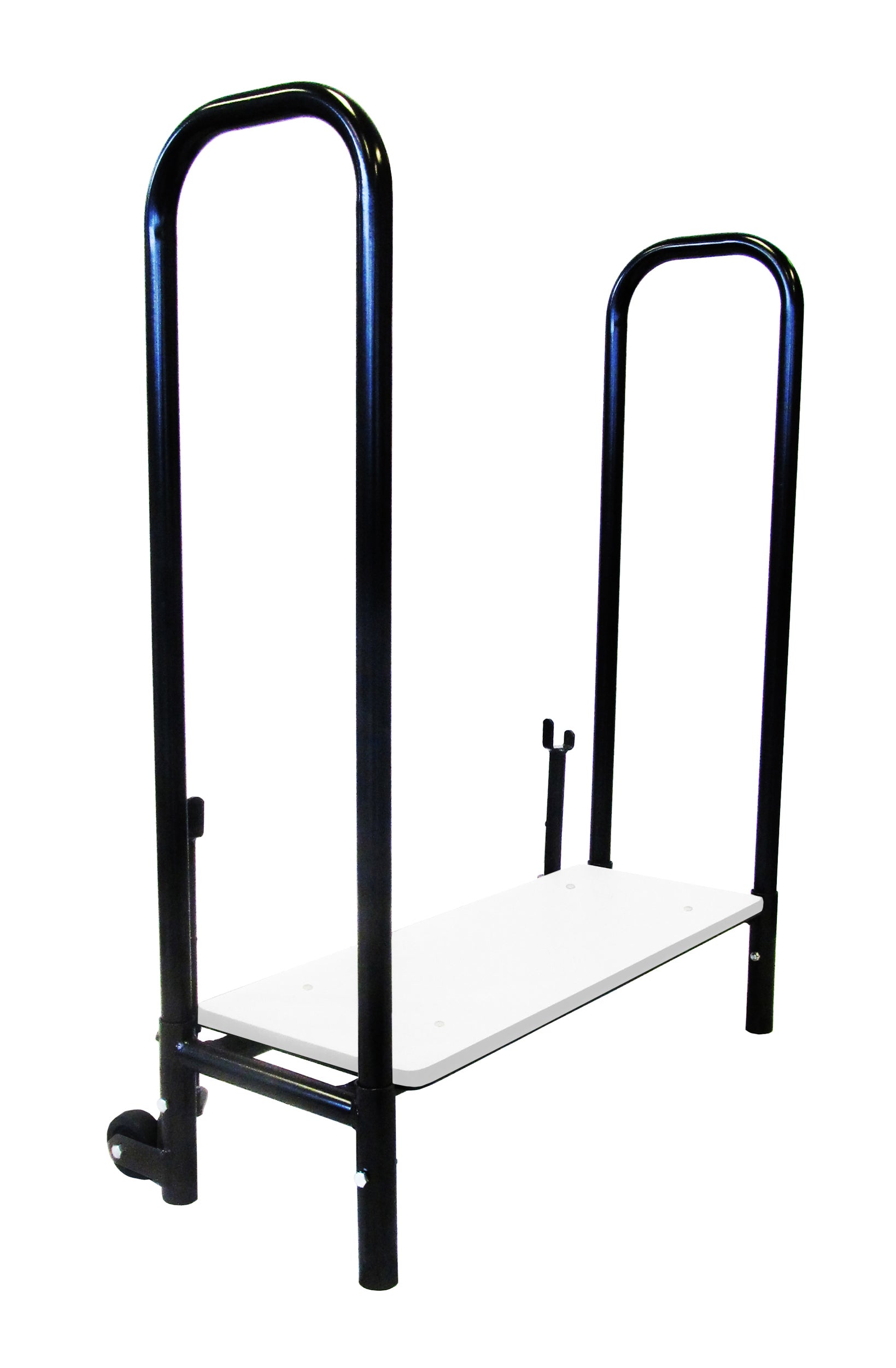 NPS® Steps for 16" Height Stages, One 8" Height step unit, Surface Color: Textured Grey, Frame Color: Black