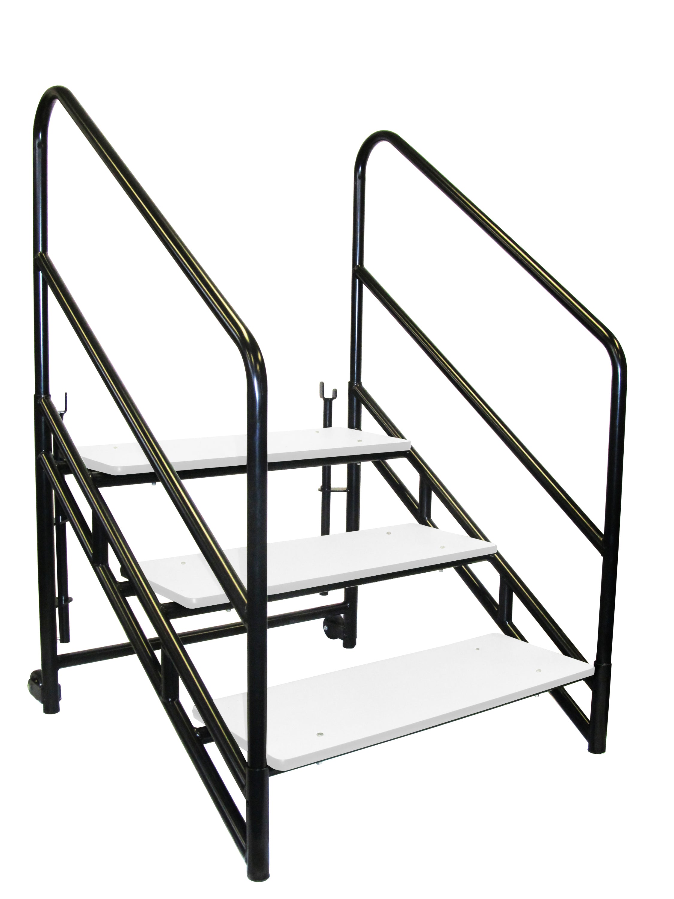 NPS® Steps for 32" Height Stages, Three 8" Height step unit, Surface Color: Textured Grey, Frame Color: Black
